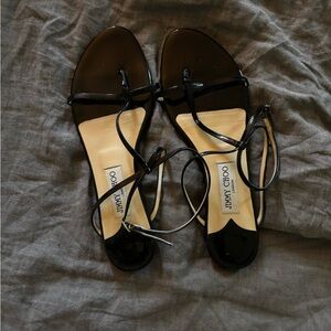 Jimmy Choo Glossy Black Sandals
